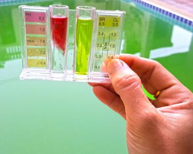 El agua de la piscina está verde